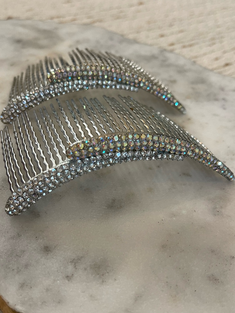 New pair of SOHO crystal hair combs